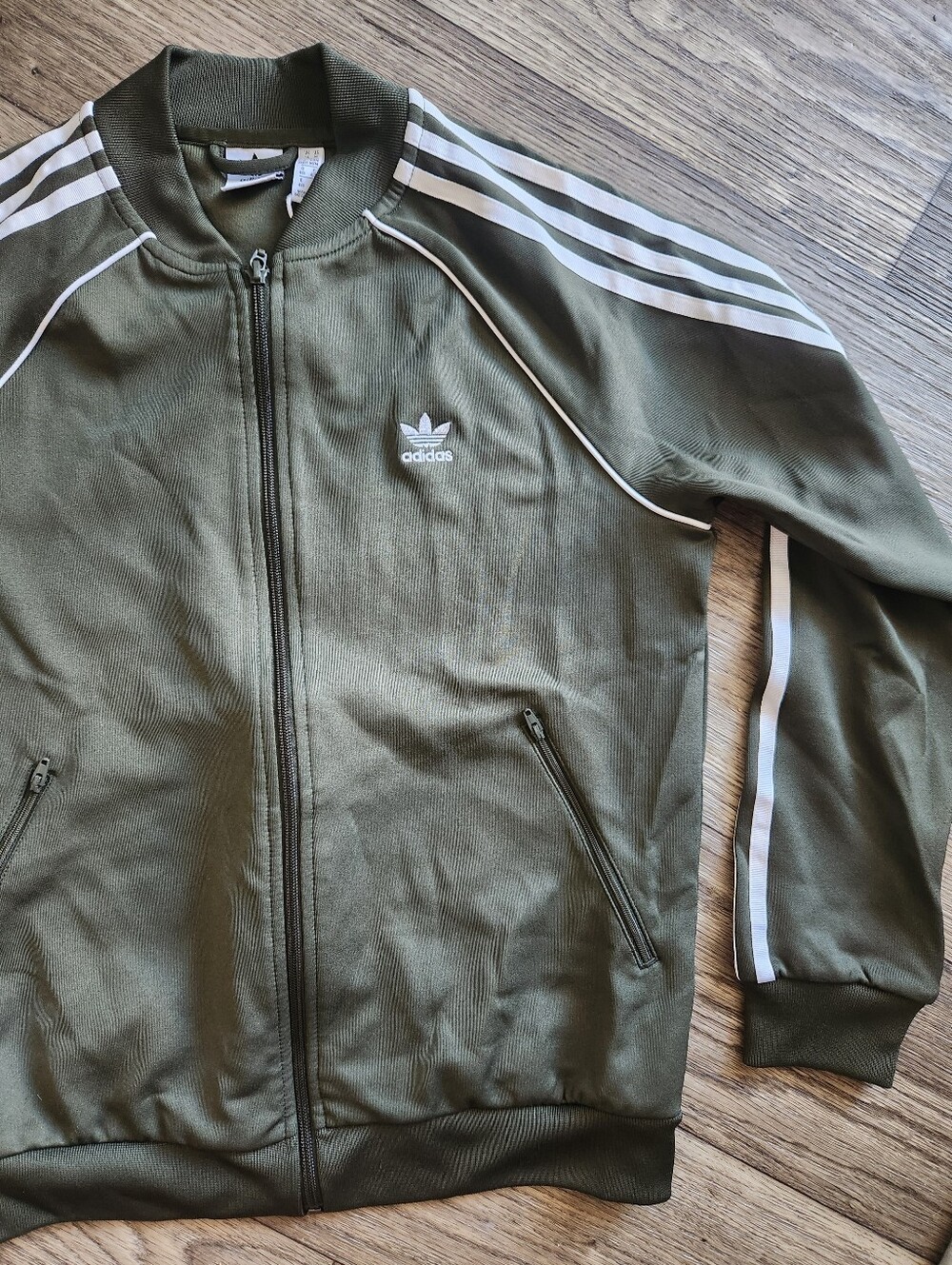 Adidas Originals Superstar TT Track Top Sports Jacket Athletic Khaki Green Sz M - Picture 3 of 7
